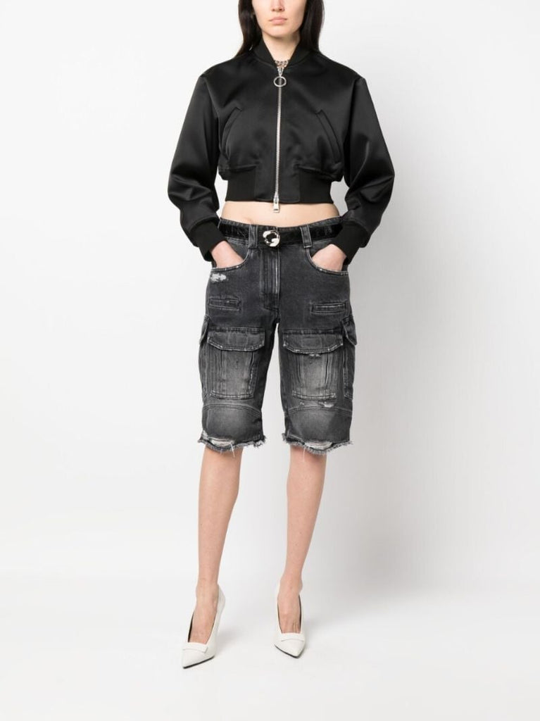 Black Distressed Denim Shorts