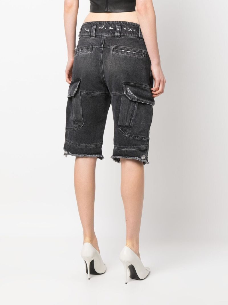 Black Distressed Denim Shorts