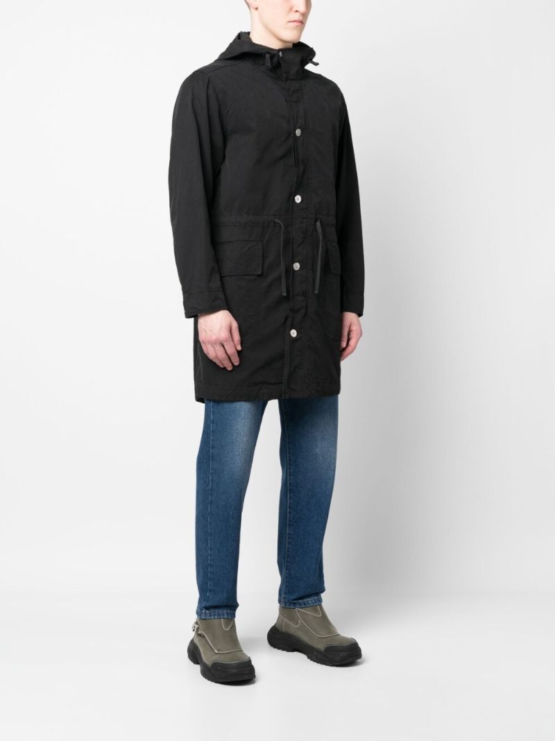 Black Compass Patch Parka Coat
