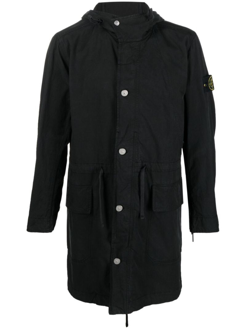 Black Compass Patch Parka Coat