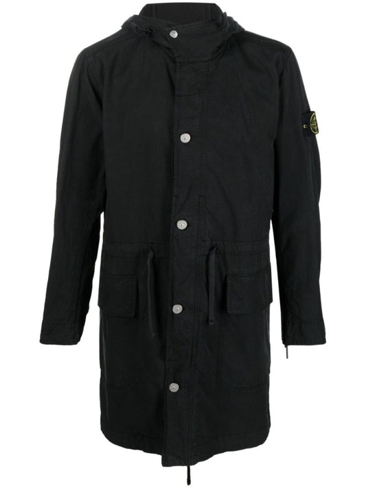 Black Compass Patch Parka Coat