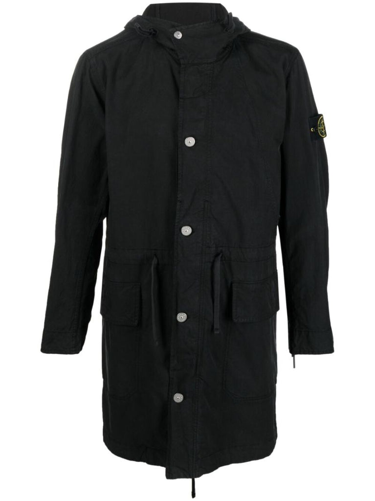Black Compass Patch Parka Coat