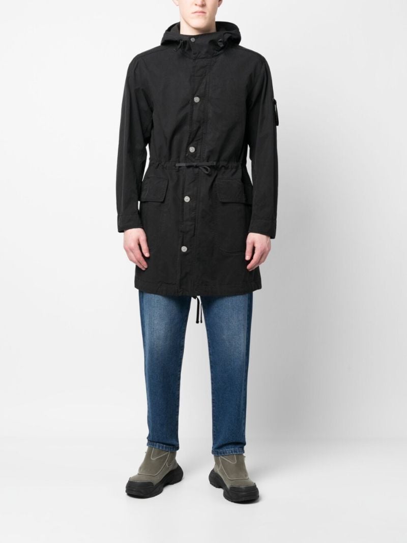 Black Compass Patch Parka Coat