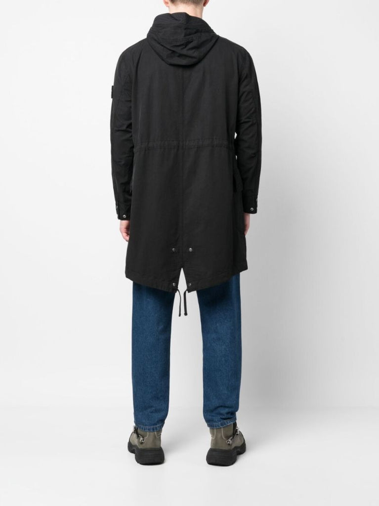 Black Compass Patch Parka Coat