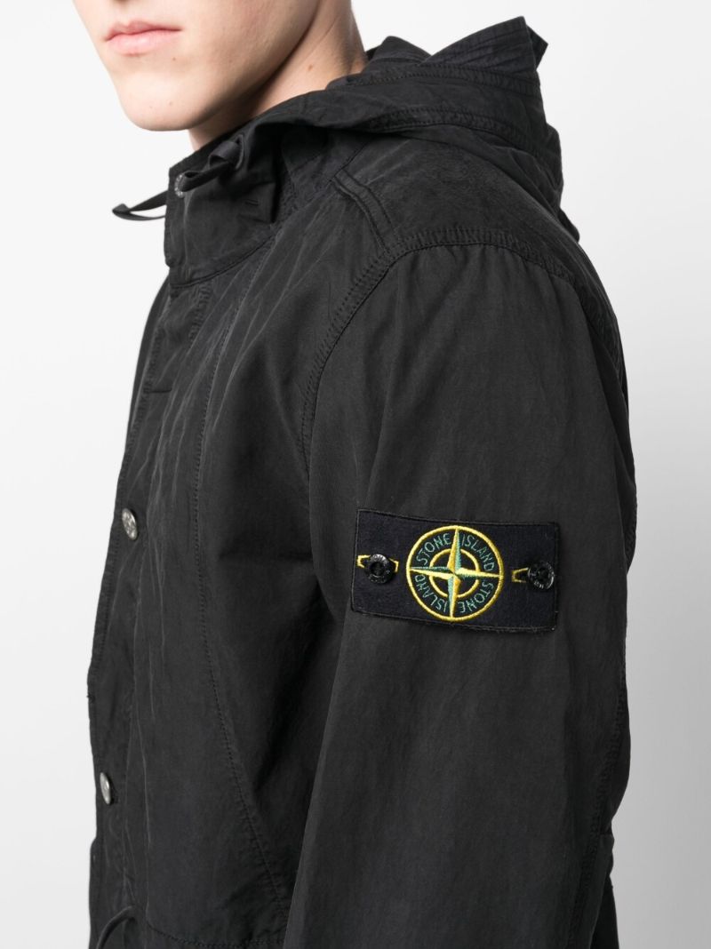 Black Compass Patch Parka Coat