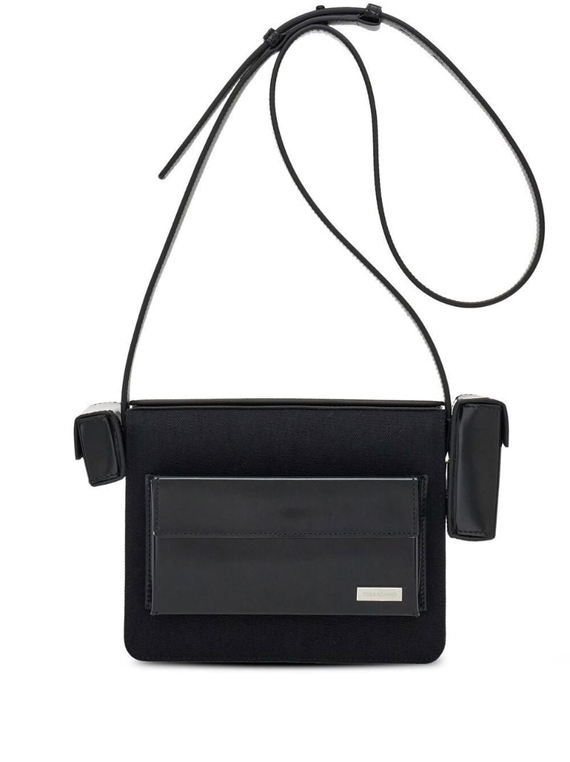 Black Multi-pocket Leather Cross Body Bag