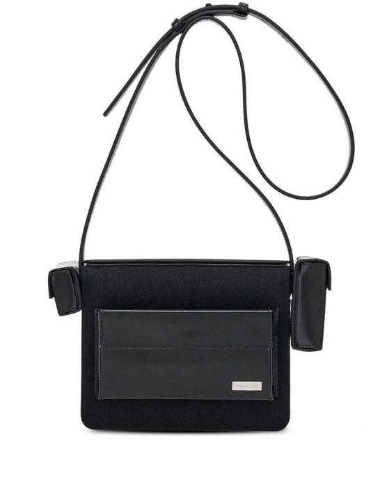 Black Multi-pocket Leather Cross Body Bag