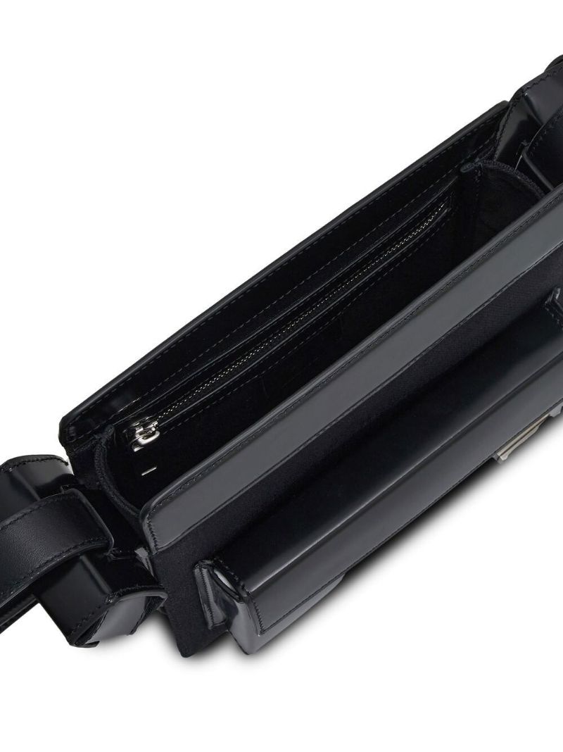 Black Multi-pocket Leather Cross Body Bag