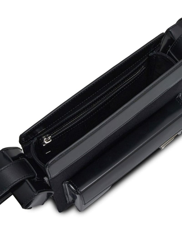 Black Multi-pocket Leather Cross Body Bag