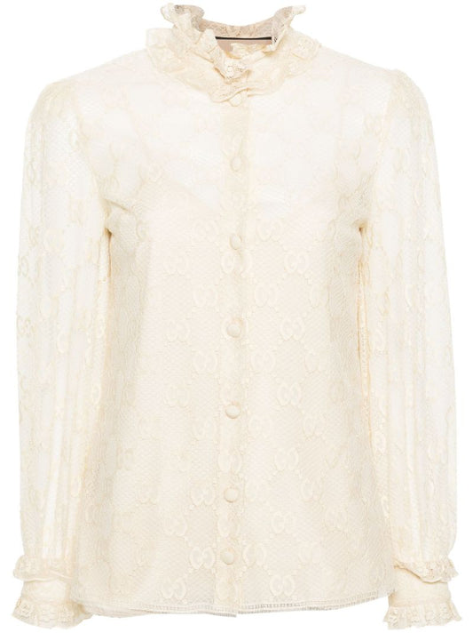 Neutral Gg Lace Blouse