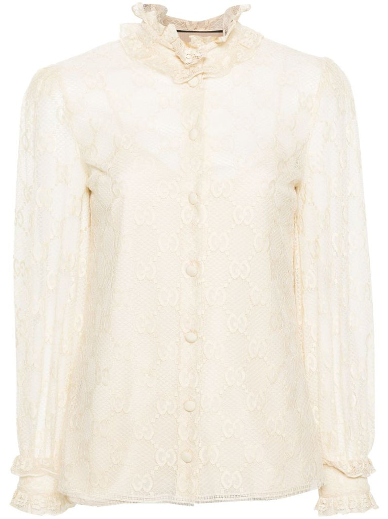 Neutral Gg Lace Blouse