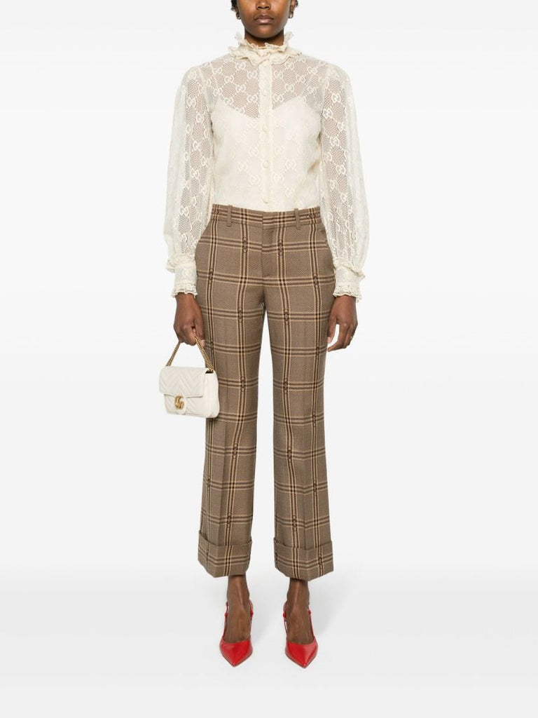 Neutral Gg Lace Blouse