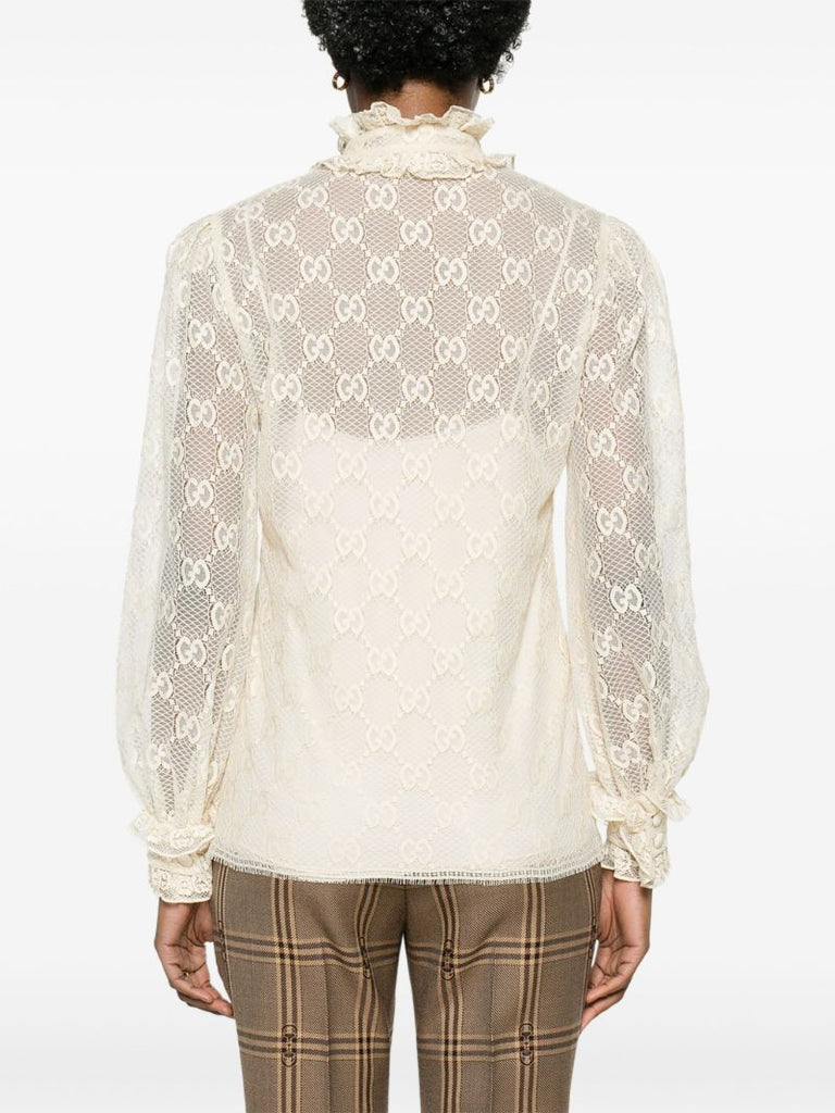Neutral Gg Lace Blouse