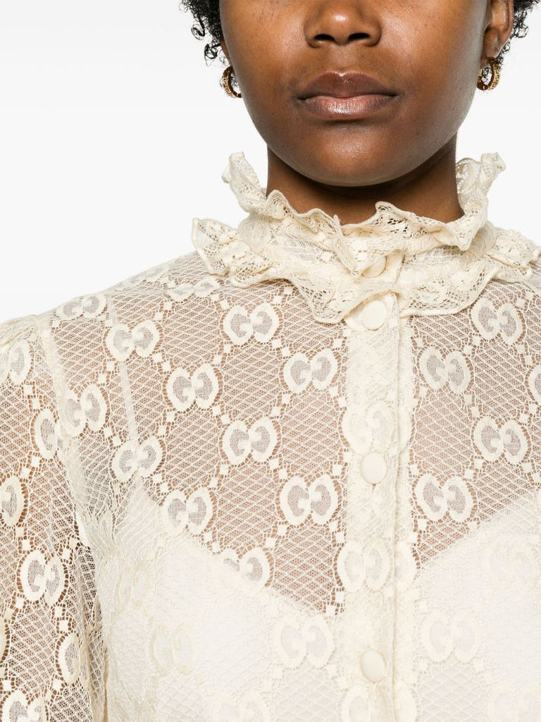 Neutral Gg Lace Blouse
