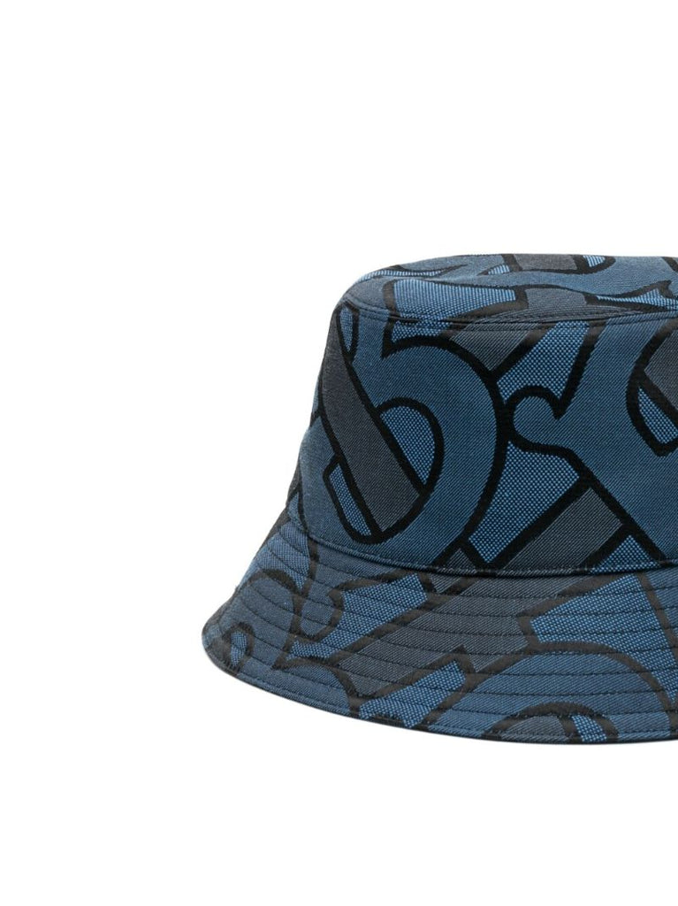 Blue Cotton Monogram Bucket Hat