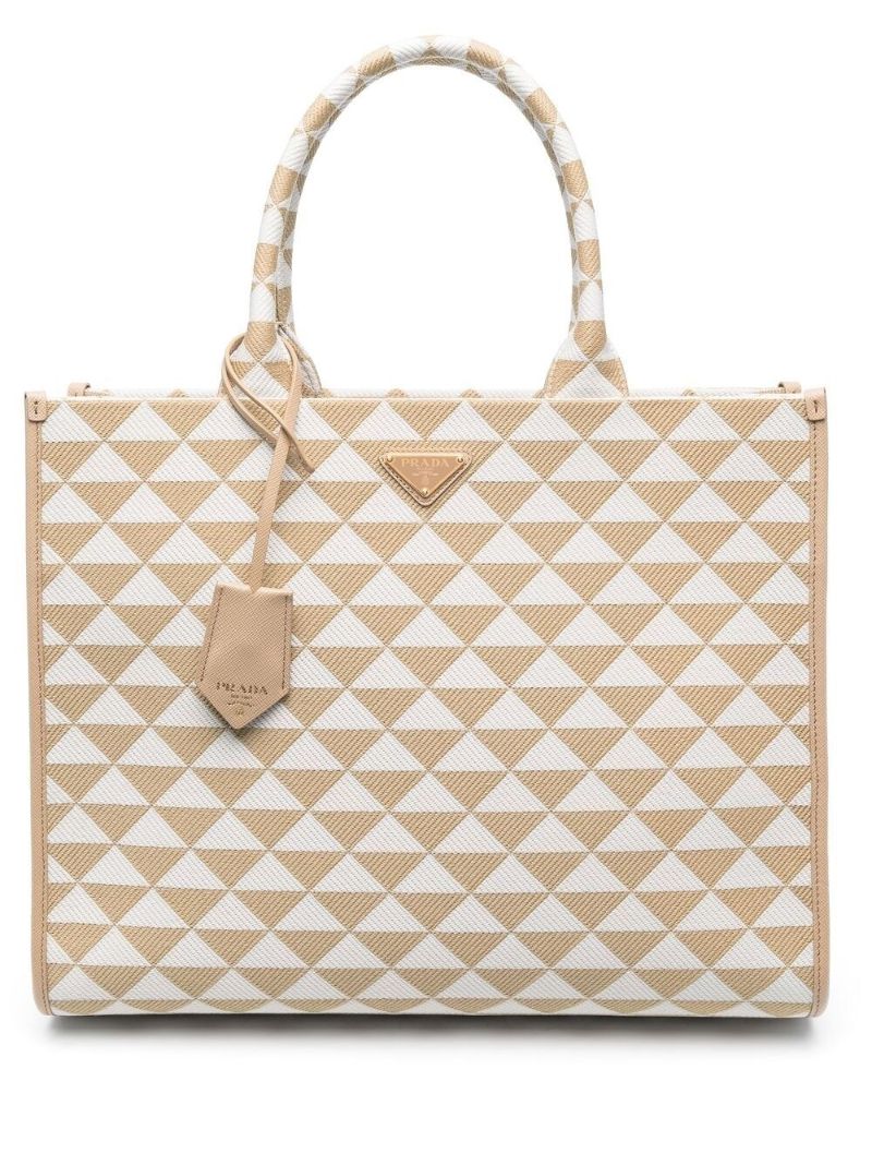 Neutral Symbole Large Jacquard Tote Bag