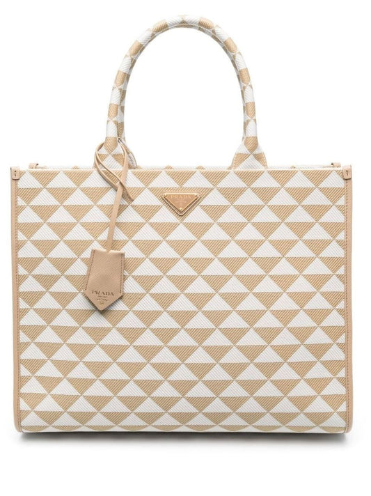 Neutral Symbole Large Jacquard Tote Bag