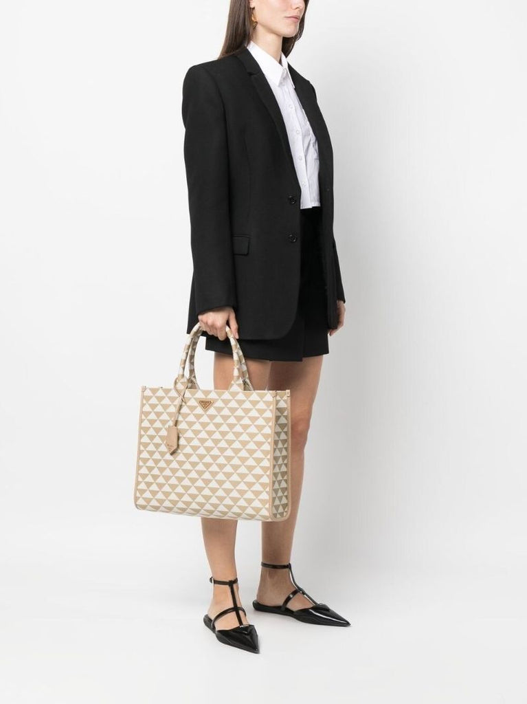 Neutral Symbole Large Jacquard Tote Bag