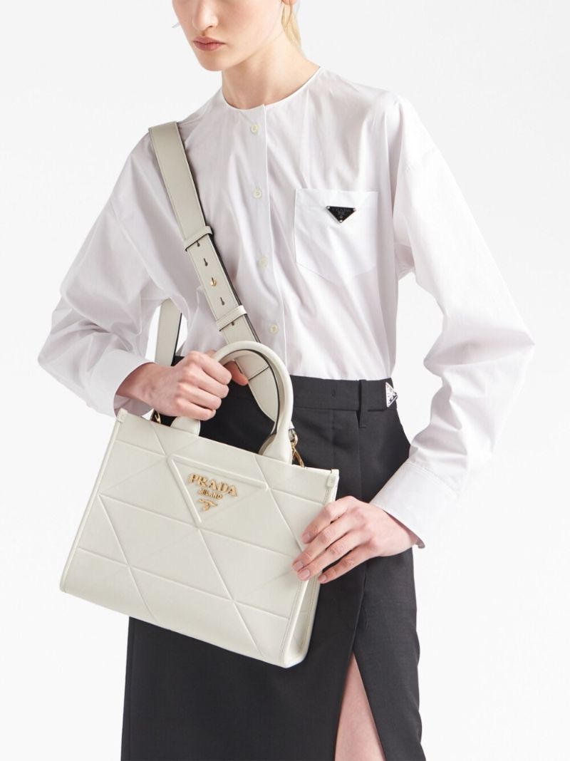 White Small Symbole Tote Bag