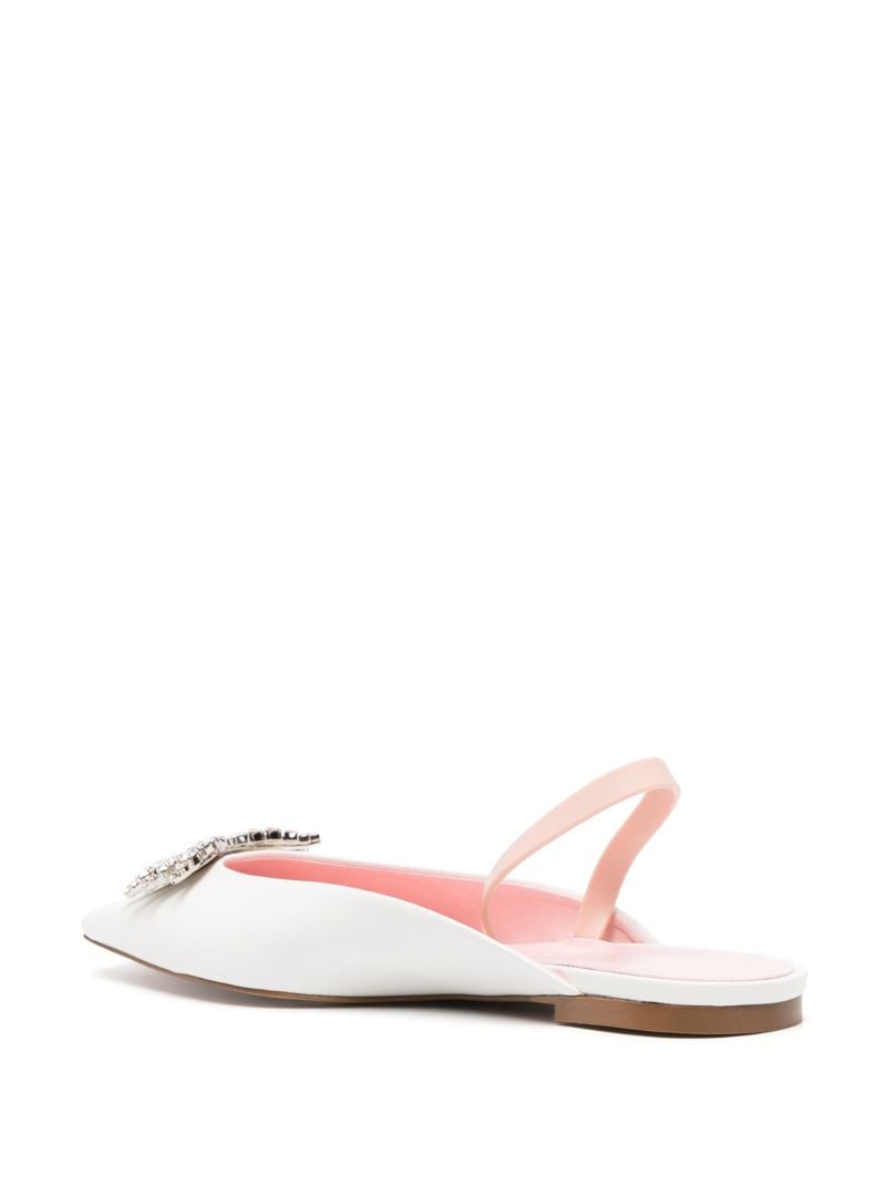 White Drizella Crystal Faux-leather Ballet Pumps