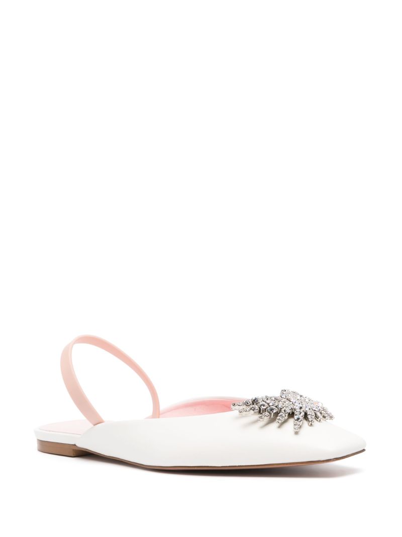 White Drizella Crystal Faux-leather Ballet Pumps