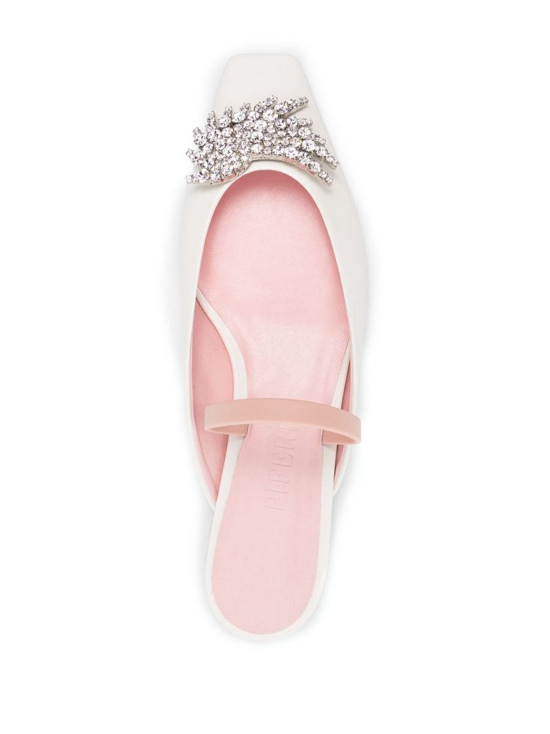 White Drizella Crystal Faux-leather Ballet Pumps