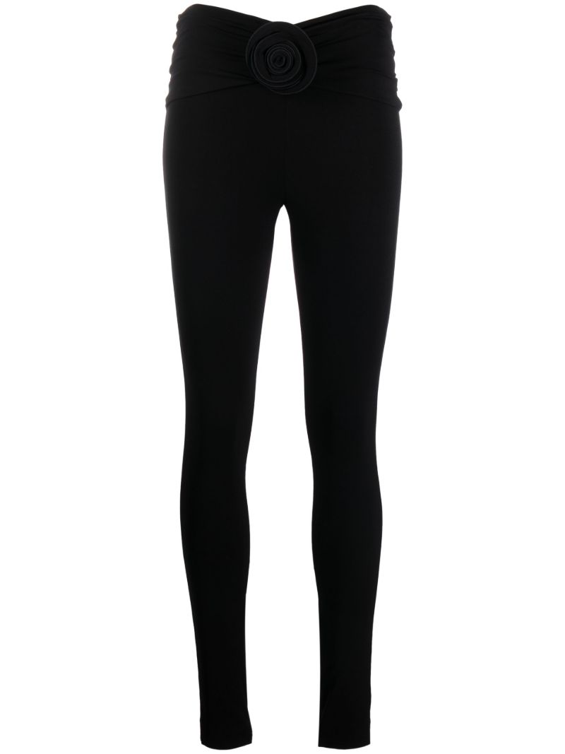 Black Floral-detail Leggings
