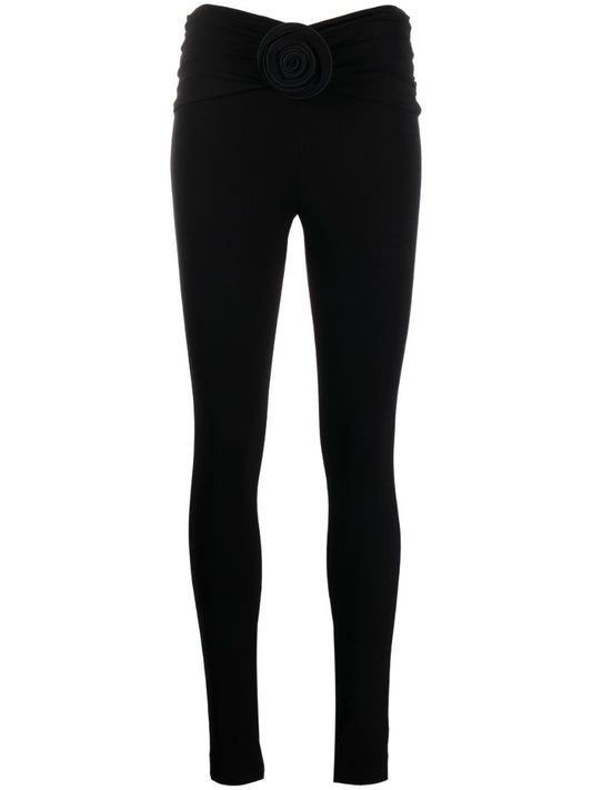 Black Floral-detail Leggings