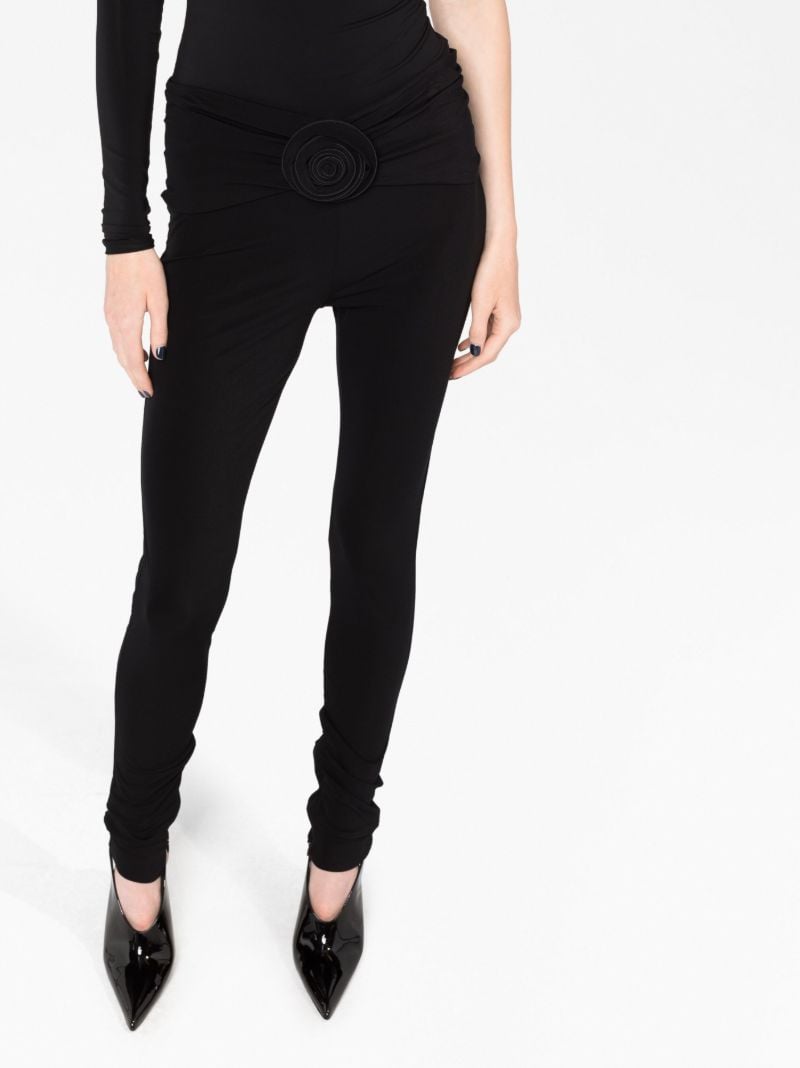 Black Floral-detail Leggings
