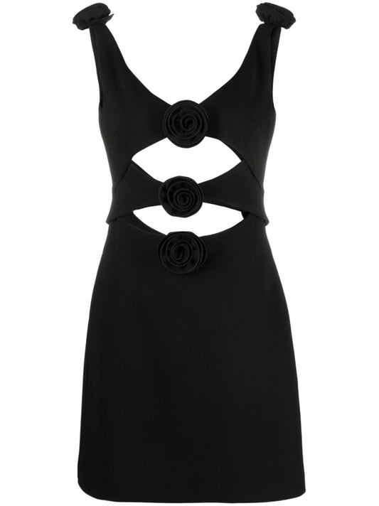 Black Cut-out Flower Mini Dress