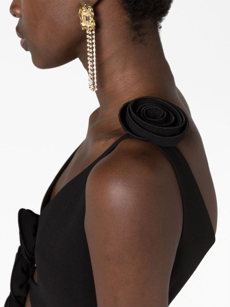 Black Cut-out Flower Mini Dress
