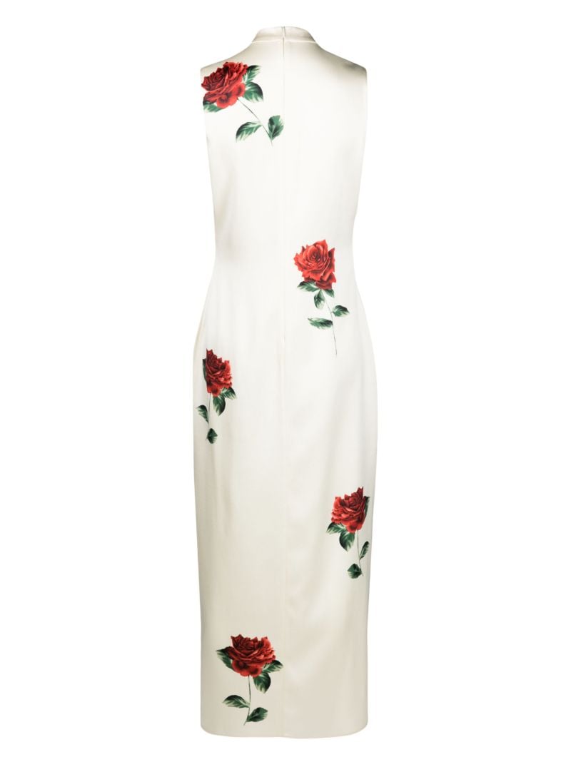 Neutral Rose Wool Silk Midi Dress