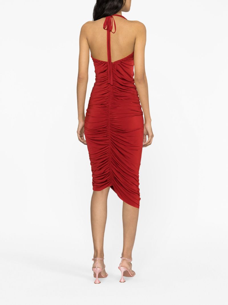 Red Floral-appliquÃ_x0083_Â© Ruched Dress