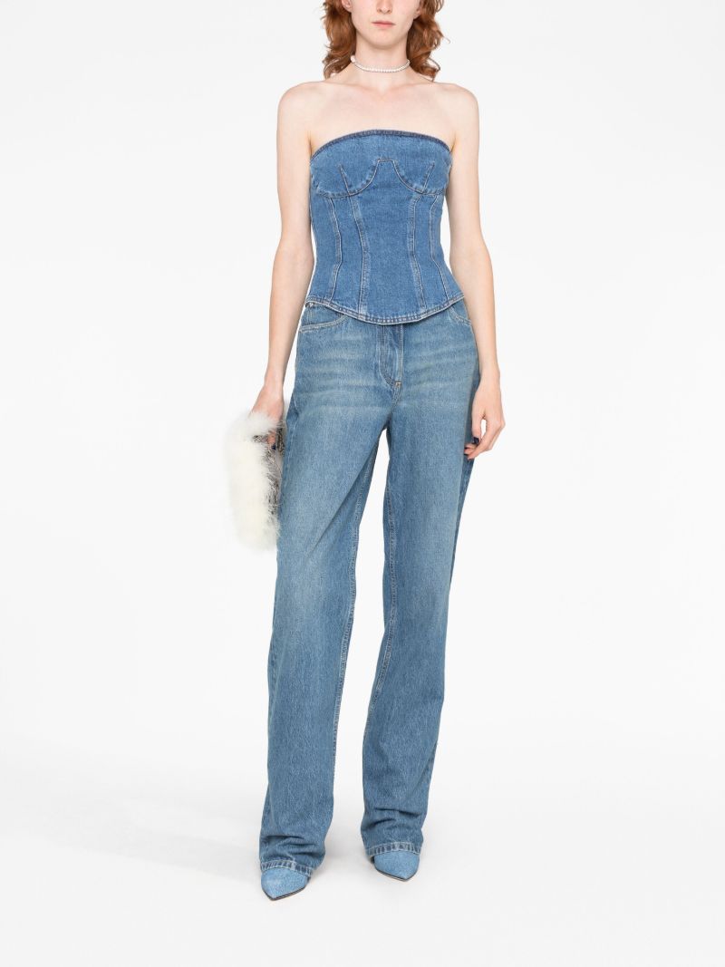Blue Strapless Denim Corset Top