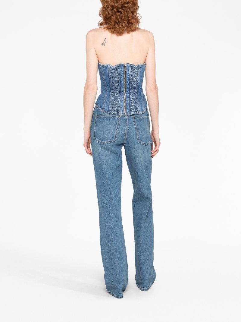 Blue Strapless Denim Corset Top