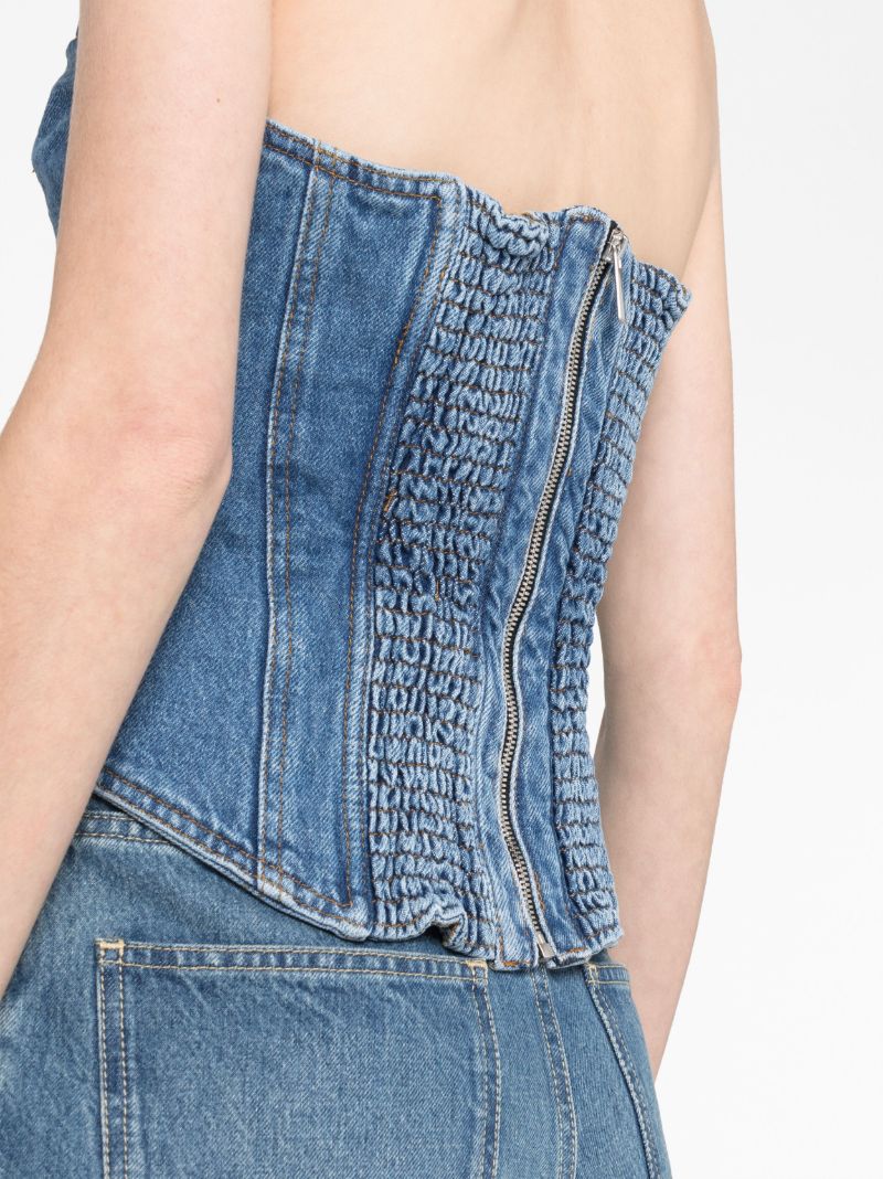 Blue Strapless Denim Corset Top