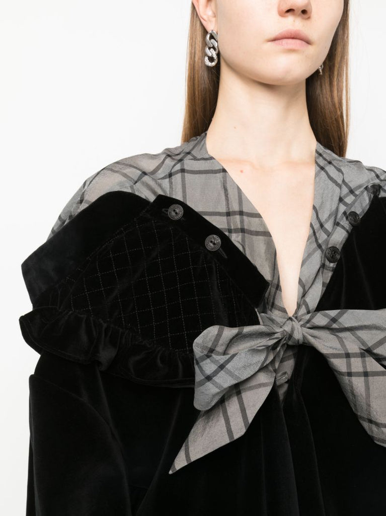 Black Spliced Panelled Midi Dress