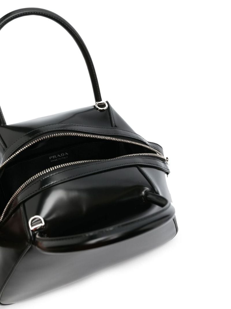 Black Spazzolato Leather Tote Bag