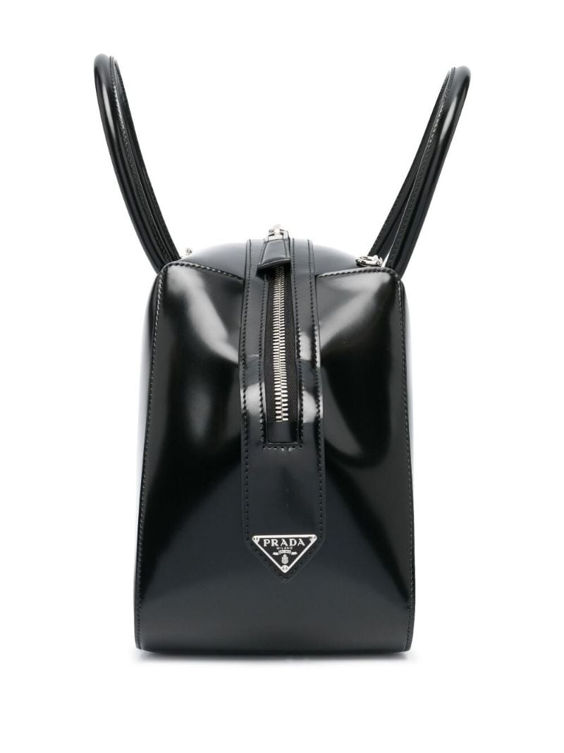 Black Spazzolato Leather Tote Bag