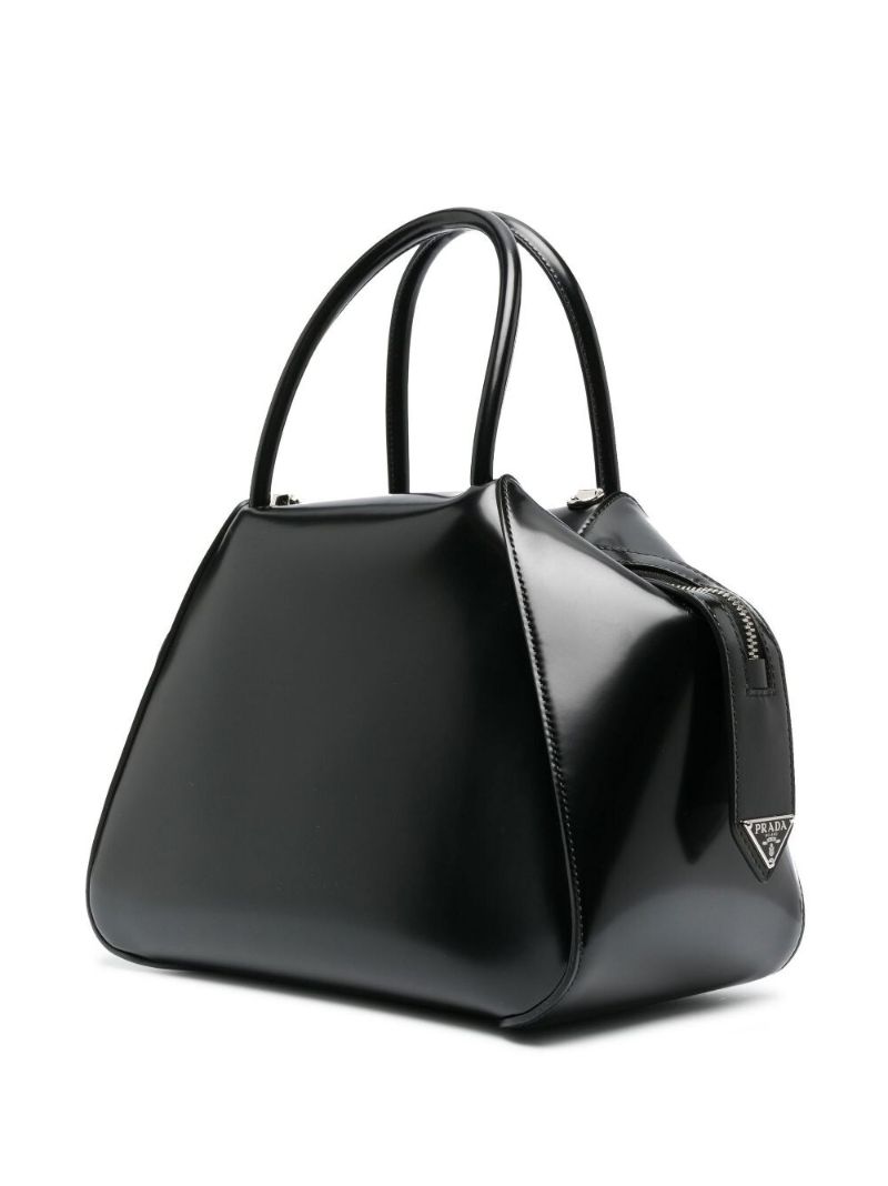 Black Spazzolato Leather Tote Bag
