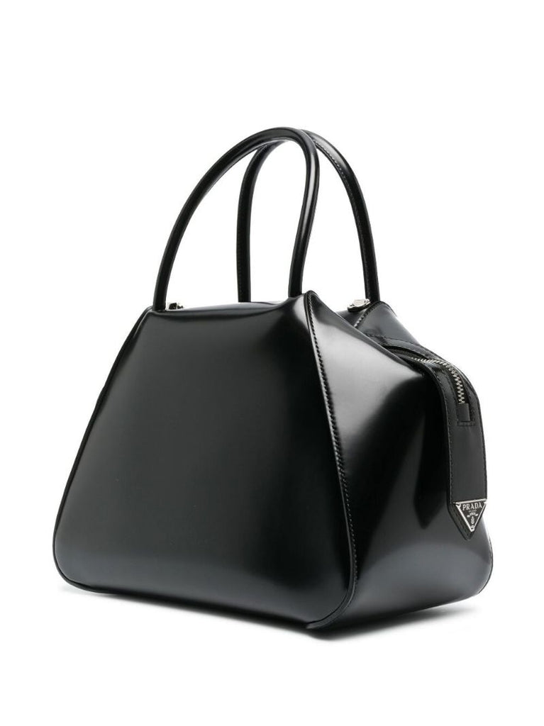 Black Spazzolato Leather Tote Bag