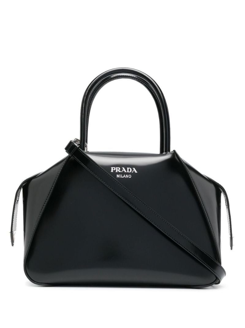 Black Spazzolato Leather Tote Bag