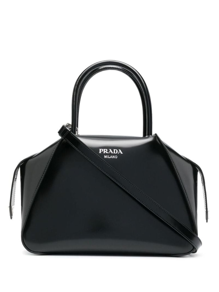 Black Spazzolato Leather Tote Bag