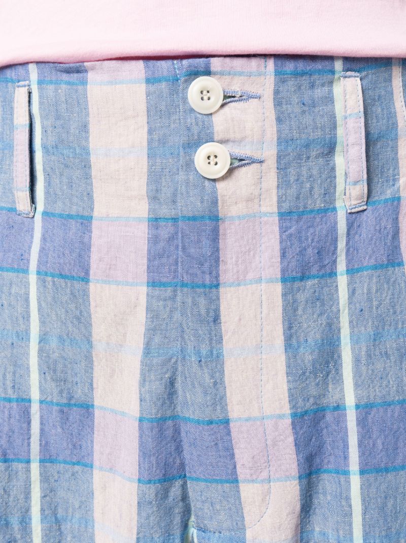 Blue Check Pattern Tapered Trousers