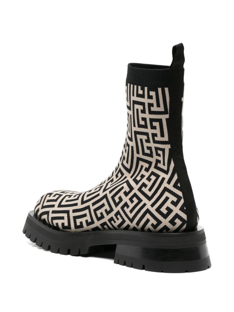 Beige Monogram Knitted Boots