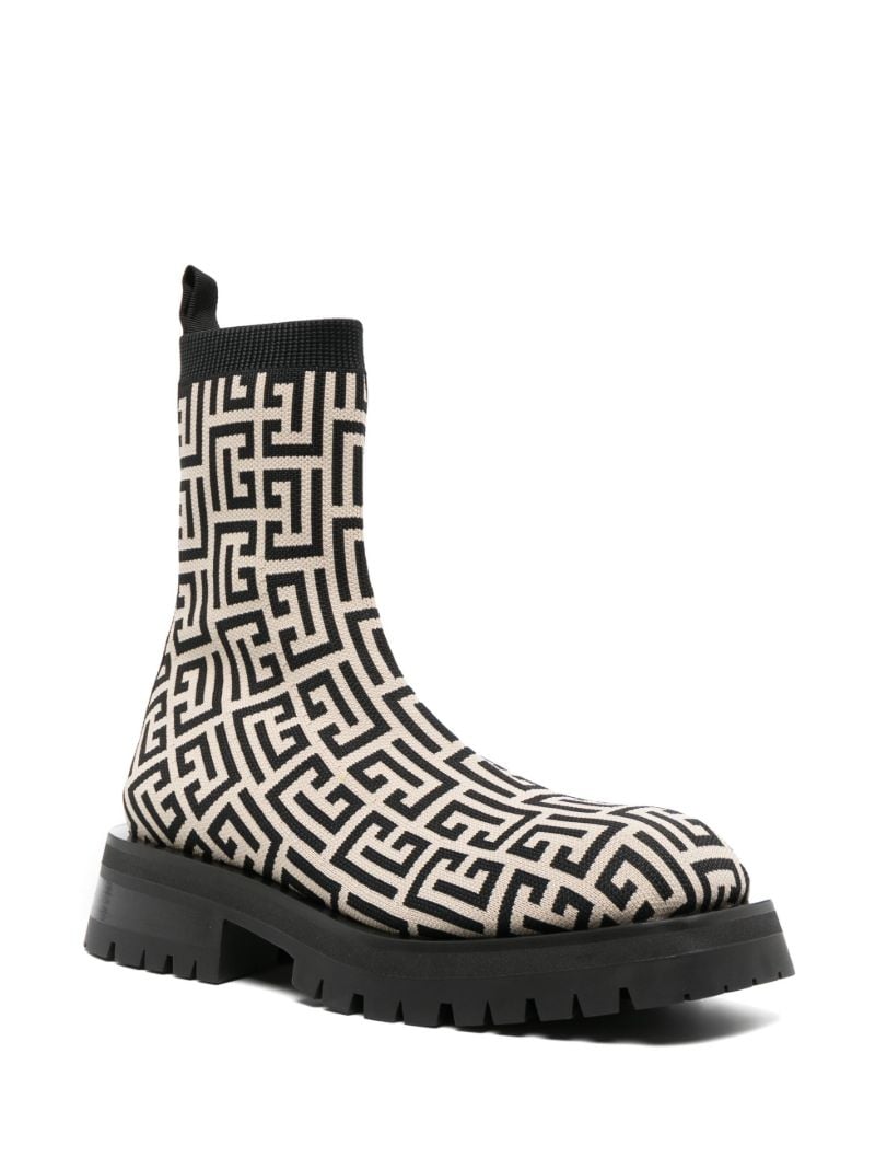 Beige Monogram Knitted Boots