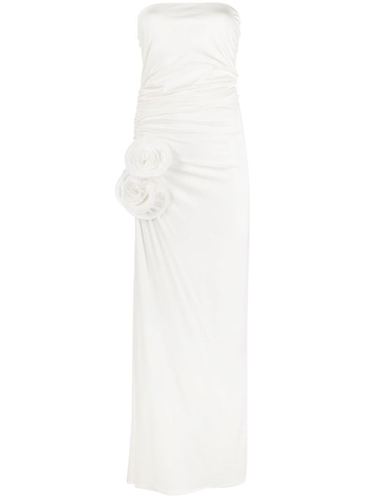 White Floral-appliquÃ© Strapless Gown