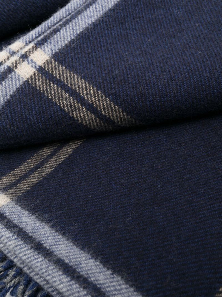 Blue Checked Wool Throw