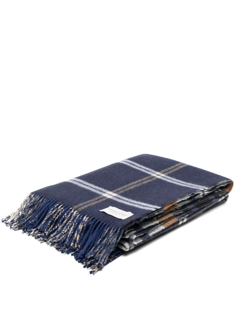 Blue Checked Wool Throw