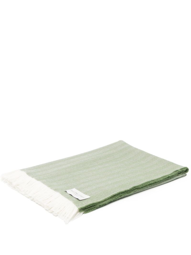 Green Herringbone Wool Throw